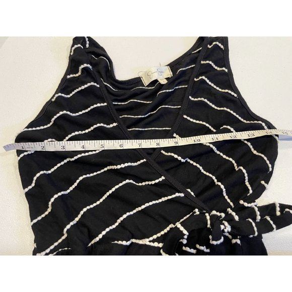 Jessica Simpson Women Striped Wrap Maxi Dress Embroidery Tie Waist Black White L - Picture 4 of 6